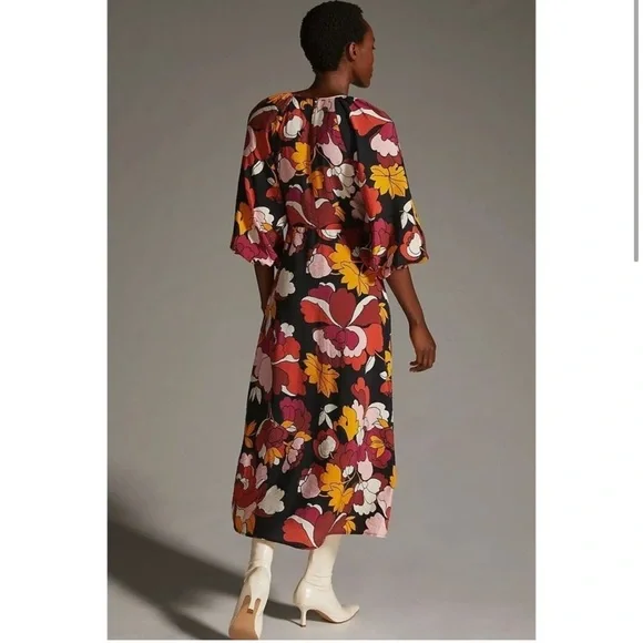 Maeve by Anthropologie Deep-V Ruched Midi Dress - Picture 2 of 9